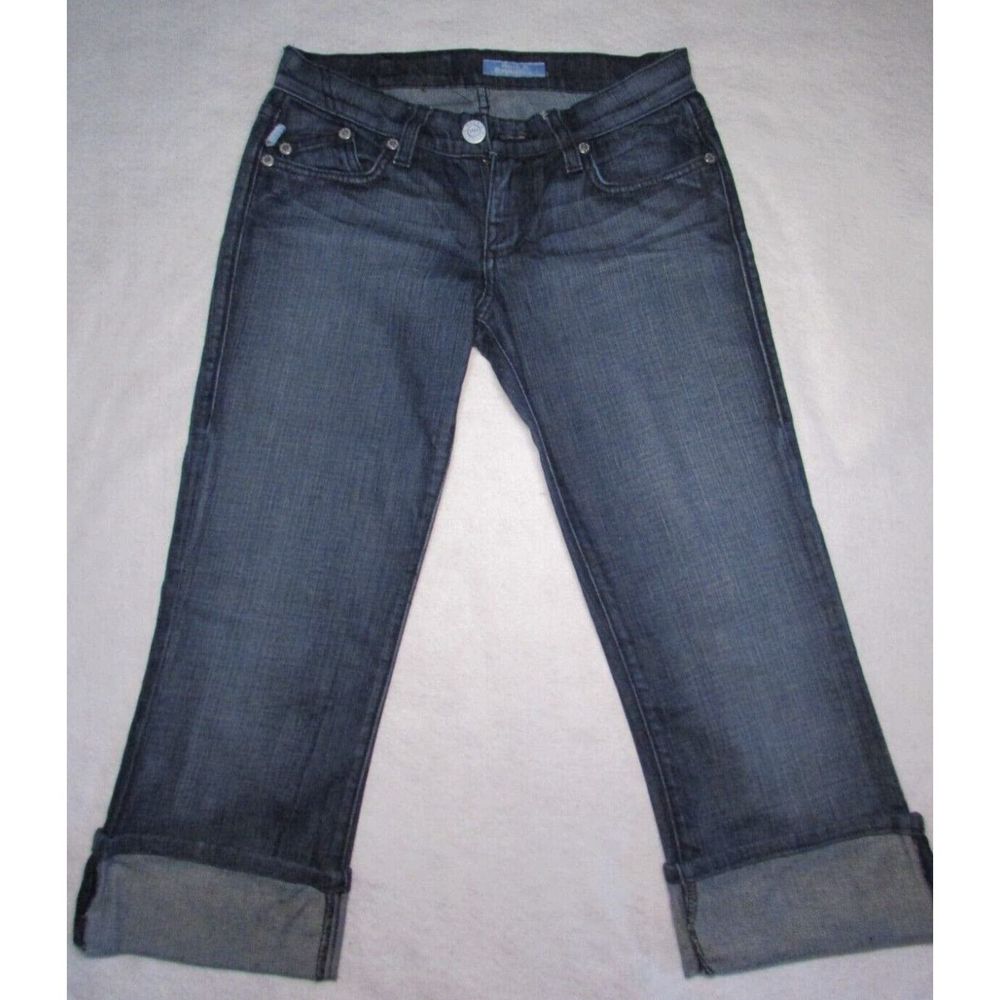 Rock & Republic Cuffed Capri Stretch Denim Dark Blue - Women's Size 25